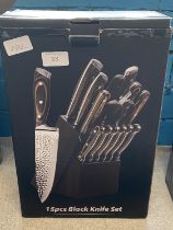 A boxed 15 piece knife block set (unchecked) (UK post only)