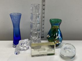 A selection of assorted art glass and paper weights