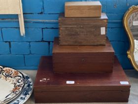 A selection of assorted wooden boxes