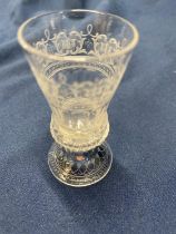 A set of six Lobmeyr Vienna Austria late Victorian hand engraved sherry/cordial glasses