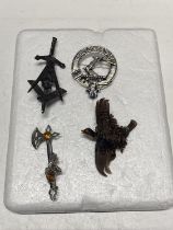 Four assorted Scottish themed brooches