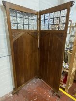 A antique Oak clerics privacy screen with leaded glass panels. 190cm high x 154cm wide when