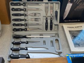 A boxed cutlery set