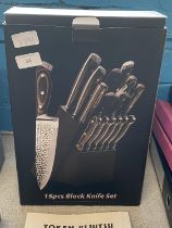 A boxed 15 piece knife block set (unchecked) (UK post only)