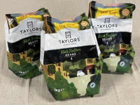 Three 1kg bags of Taylors Rich Italian ground coffee