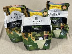 Three 1kg bags of Taylors Rich Italian ground coffee
