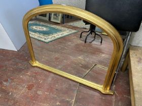 A large contemporary gilt framed over mantle mirror 74x100cm shipping unavailable.