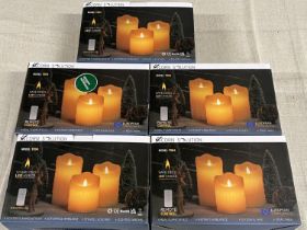 Five boxed LED remote control candle sets (untested/unchecked)