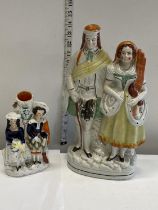 Two Victorian Staffordshire flat back ceramic figures tallest h37cm