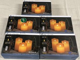Five boxed LED remote control candle sets (untested/unchecked)