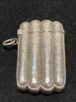 A hallmark for Birmingham 1901 silver vesta case in the form of a cigar holder with blank cartouche,