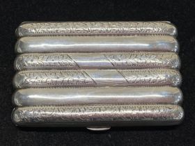 A hallmarked for Birmingham 1914 silver cheroot case with blank cartouche, by A J Zimmerman, 56g