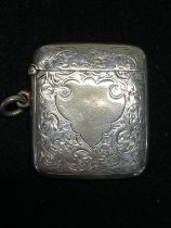 A hallmarked for Birmingham 1891 silver vesta case with blank cartouche, maker T.Hayes, 36g
