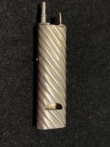 A small silver whistle, propelling pencil and vesta combination, maker MJJ
