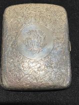 A hallmarked for Birmingham 1897 silver cigarette case with monogram to cartouche, maker GS FB, 90g