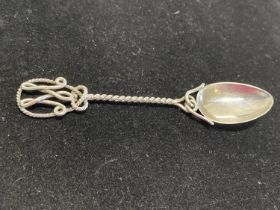 A hallmarked for London 1893 silver unusual rope twist spoon, maker NG, 12g