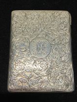 A hallmarked for Birmingham 1891 card case with monogram to cartouche, maker George Unite. 104g