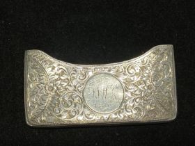 A hallmarked for Chester 1897 card case with monogram to cartouche, maker Minshull & Latimer, 28g