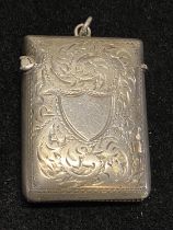 A hallmarked for Birmingham 1901 silver vesta case with blank cartouche, maker WT 24g