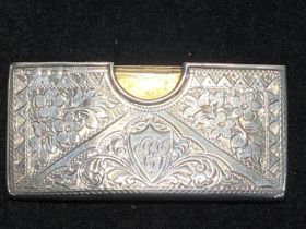 A hallmarked for Birmingham 1906 silver finely engraved card case with monogram to cartouche,