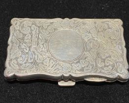 A hallmarked for Birmingham 1906 card case complete with small propelling pencil, blank cartouche,