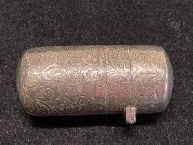 A hallmarked for London 1882 silver scent bottle complete with glass stopper and scroll work