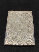 A hallmarked for Birmingham 1896 finely engraved silver card case monogrammed on cartouche, maker