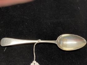 A hallmarked for London 1796 George III silver table spoon with monogram to handle by Richard