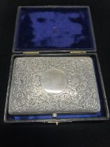 A hallmarked for Birmingham 1900 silver card case with blank cartouche and a white metal