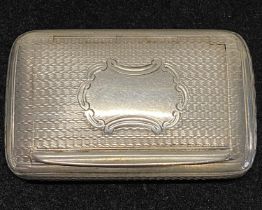 A hallmarked for Birmingham 1867 silver and gilt snuff box with blank cartouche, maker R Thornton,