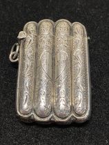 A hallmark for Birmingham 1900 silver vesta case in the form of a cigar holder with monogram to