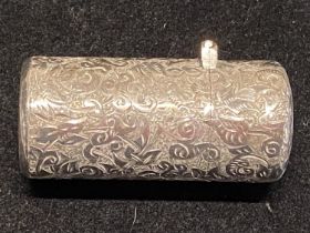 A hallmarked for London 1893 silver lidded scent bottle with scroll work decoration, original