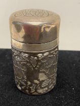 A sterling silver scent bottle with glass stopper and fret work decoration by Black.Starr and Frost