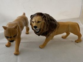 Two large Beswick Lion's