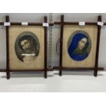 Two Victorian glazed and framed religious lithographic prints, shipping unavailable