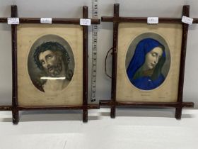 Two Victorian glazed and framed religious lithographic prints, shipping unavailable