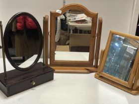 Three assorted dressing table mirrors, shipping unavailable