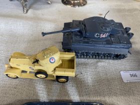 A Solido tank model and a Matchbox armoured car model