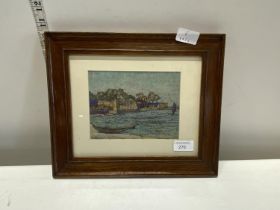 A Italian framed coastal scene by M.Catti circa 1900 in oil and pastel