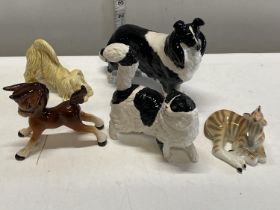 Five assorted ceramic figurines including Beswick and Lomonosov
