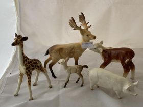 A selection of various Beswick animals (stag has slight damage to leg)