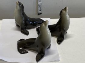 Three seal Russian Lomonosov figurines