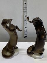 Two otter Russian Lomonosov figurines
