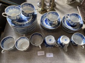 A antique Finnish Arabia blue and white tea service, 34 pieces, shipping unavailable