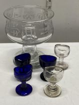 A job lot of antique glassware including eyebaths