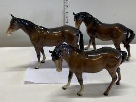 Three assorted Beswick horse figurines