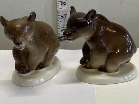 Two bear cub Russian Lomonosov figurines