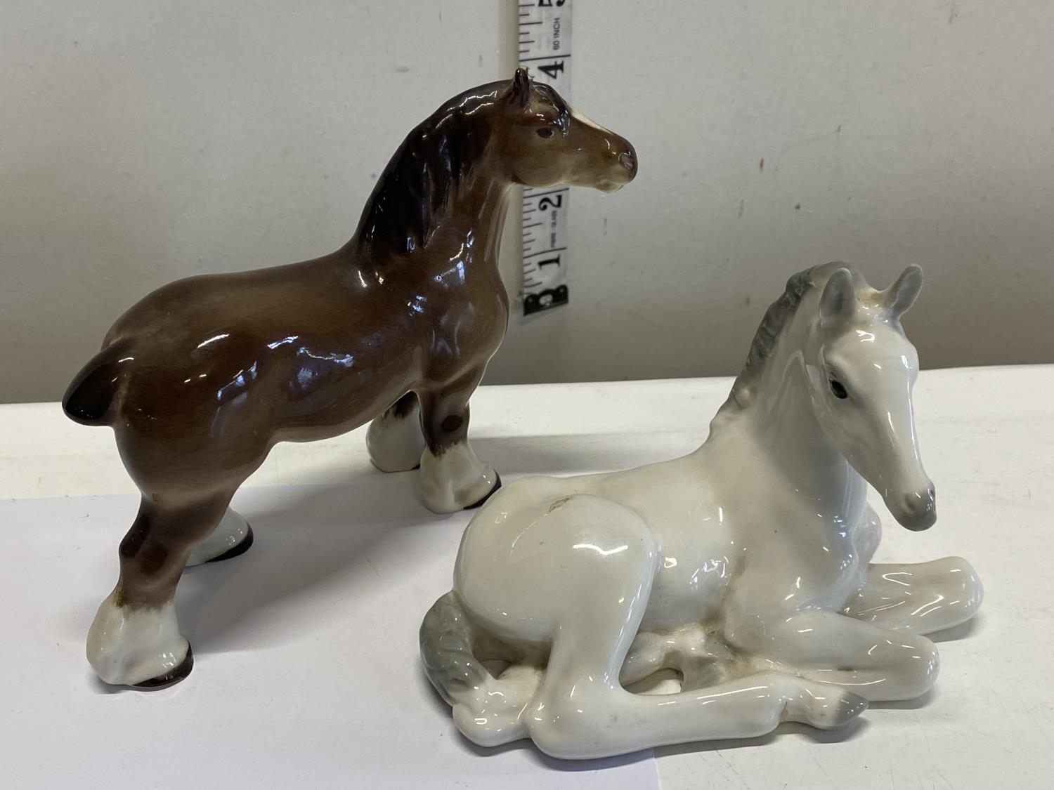 Two Russian Lomonosov horse figurines