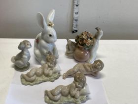 Six assorted Lladro and Nao figurines