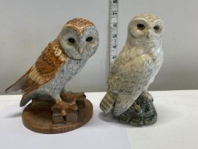 Two Royal Doulton owl figurines (one is a decanter for Whyte & Mackay)